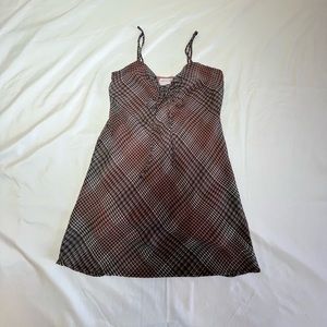 urban outfitters pink plaid mini dress